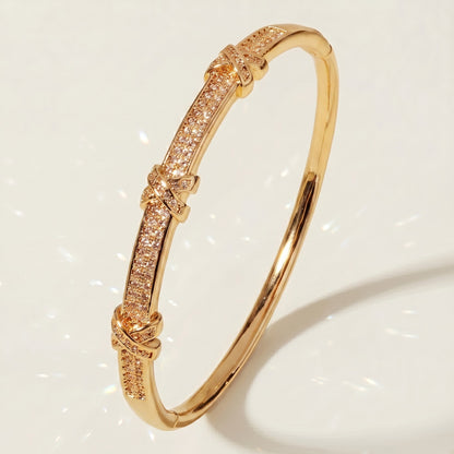 High-End Zirconia Stone Bangle with Nail Design for Weddings and Parties