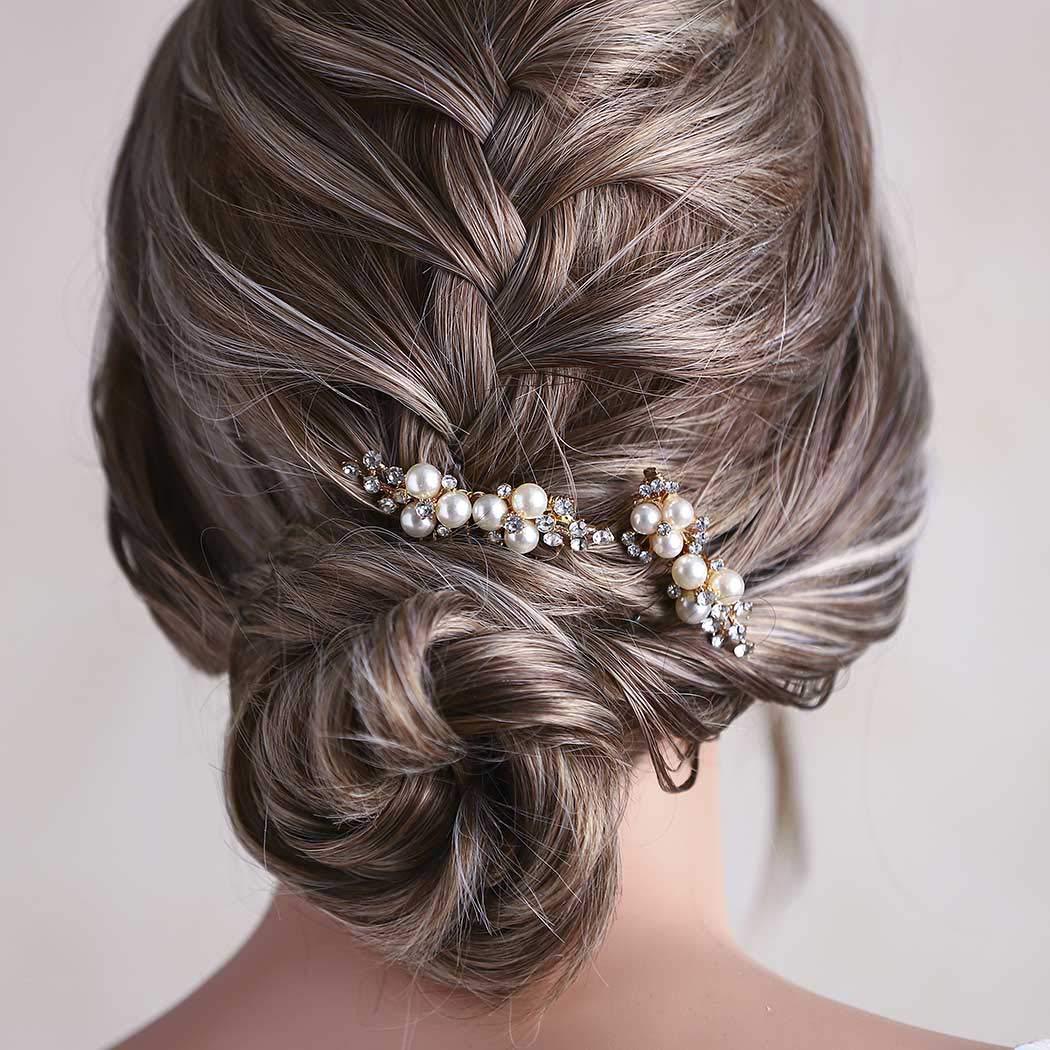 Gold and Silver Floral Hair Combs Set Wedding Hairpiece