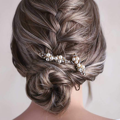 Gold and Silver Floral Hair Combs Set Wedding Hairpiece