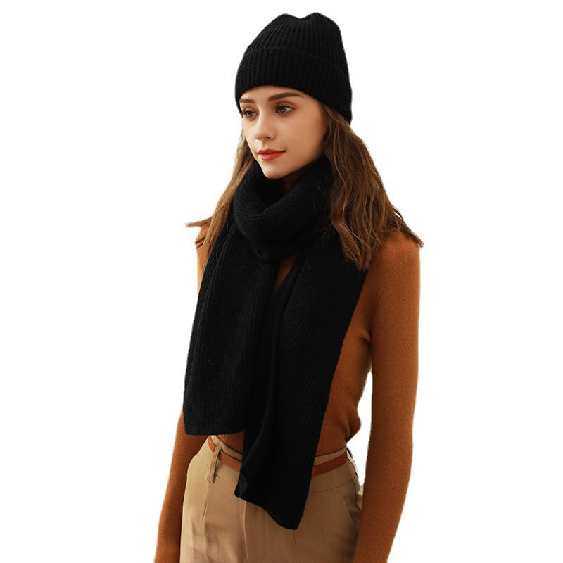 Solid Color Knitted Scarf Set for Women - Winter Warmth