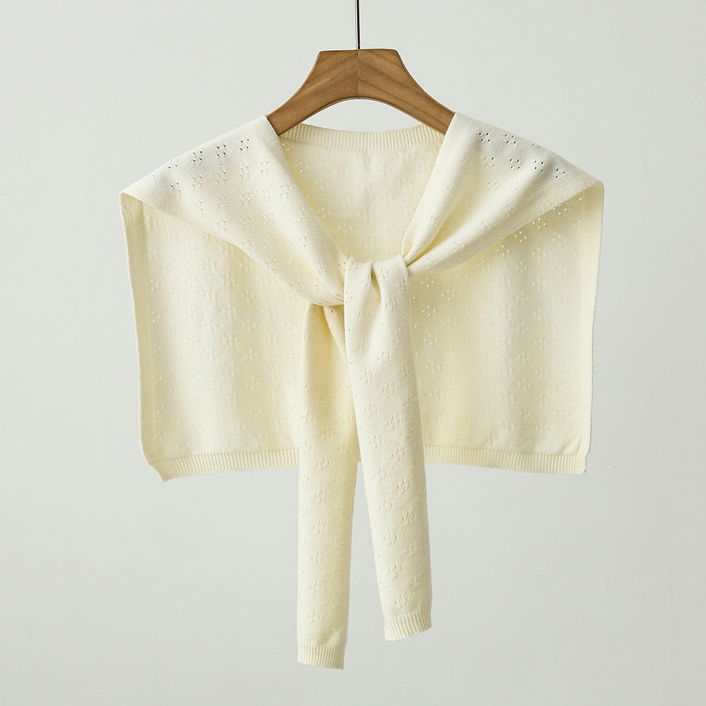 Stylish Knitted Solid Color Openwork Shawl for All Seasons