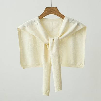Stylish Knitted Solid Color Openwork Shawl for All Seasons
