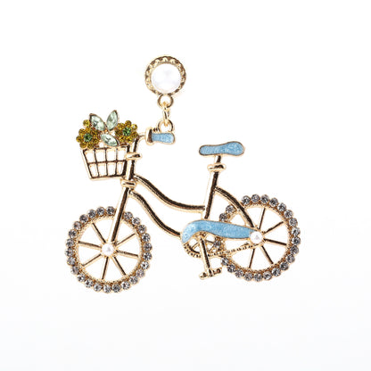 Earrings Bicycle Pearl Rhinestone Lightweight Office Chic