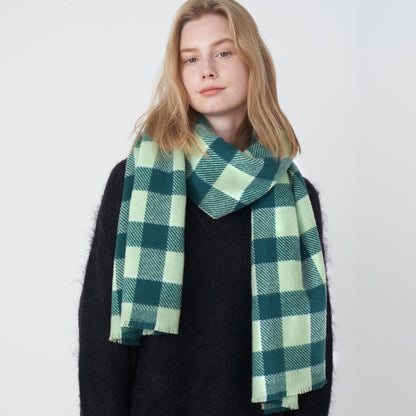 Classic Black And White Checkered Scarf Trendy Knitted Winter Wrap
