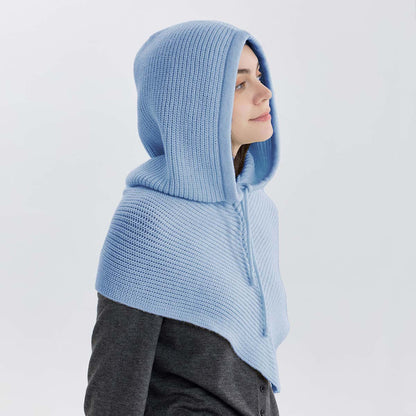 Classic Knitted Balaclava Hat with Neck Warmer and Drawstring