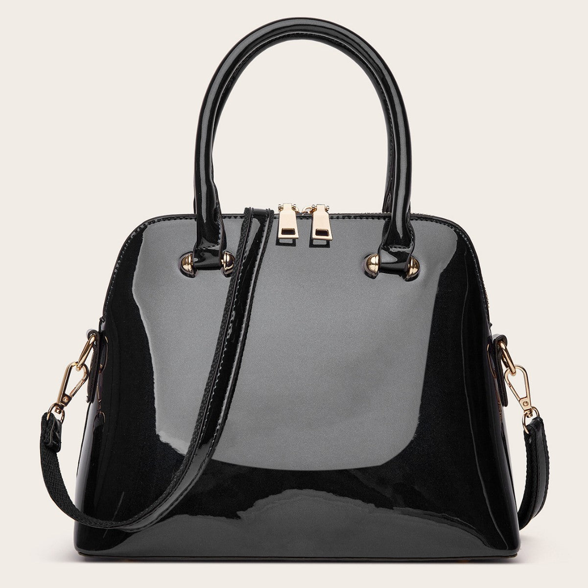 Glossy Shell Handbag Trendy PU Leather Tote for Everyday Use