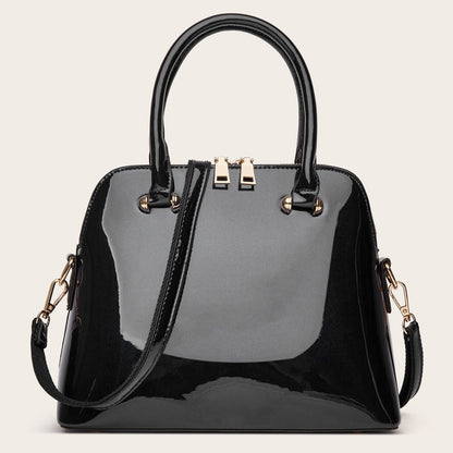 Glossy Shell Handbag Trendy PU Leather Tote for Everyday Use