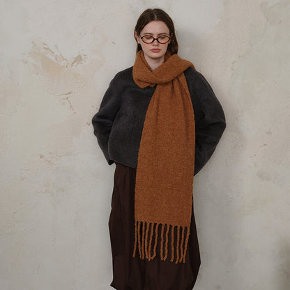 Wool Tassel Scarf Soft Breathable Versatile Wrap for Women