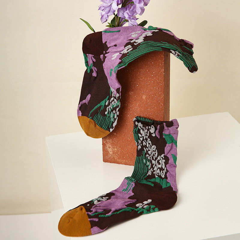 Renaissance Embossed Mid Calf Cotton Socks