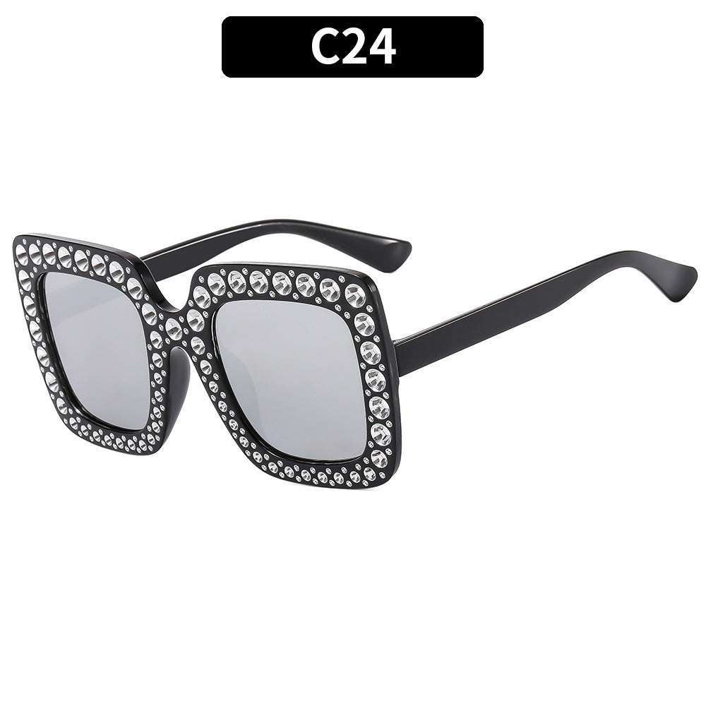 Colorful Gemstone-Embellished Disco Sunglasses Retro Style