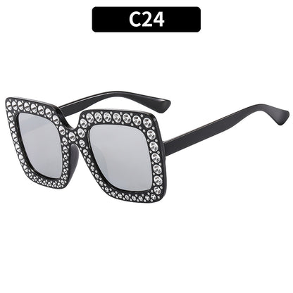 Colorful Gemstone-Embellished Disco Sunglasses Retro Style