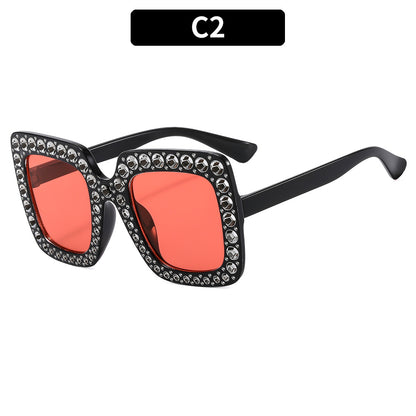 Colorful Gemstone-Embellished Disco Sunglasses Retro Style