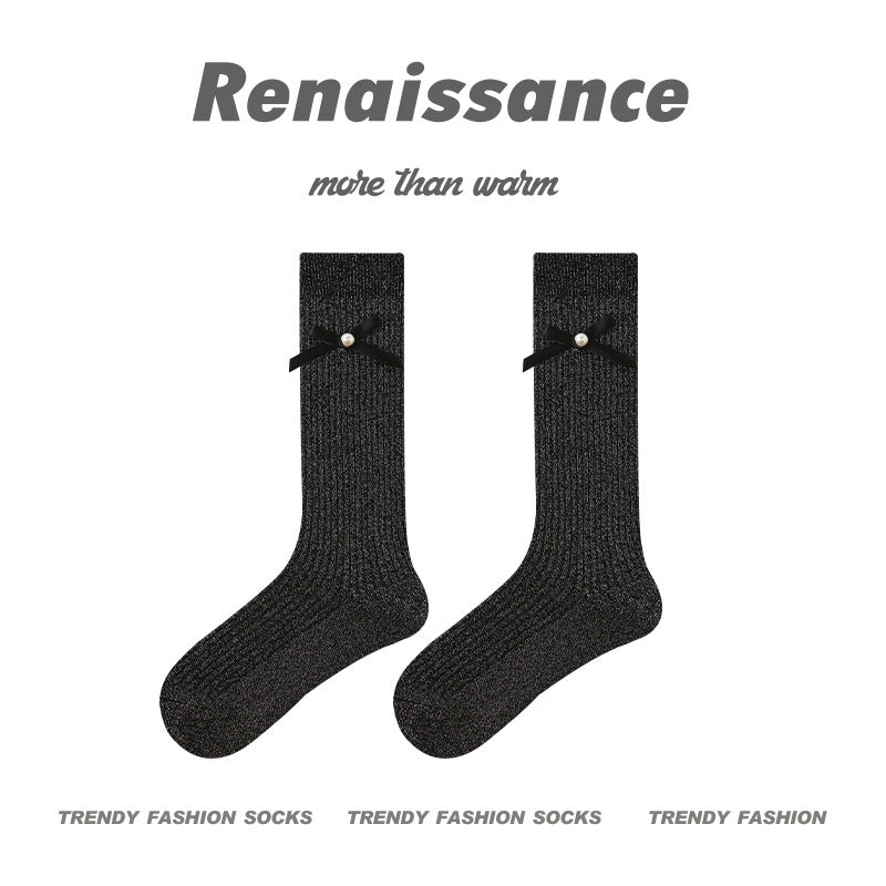 Renaissance Creative Mid Calf Scallop Edge Cotton Socks