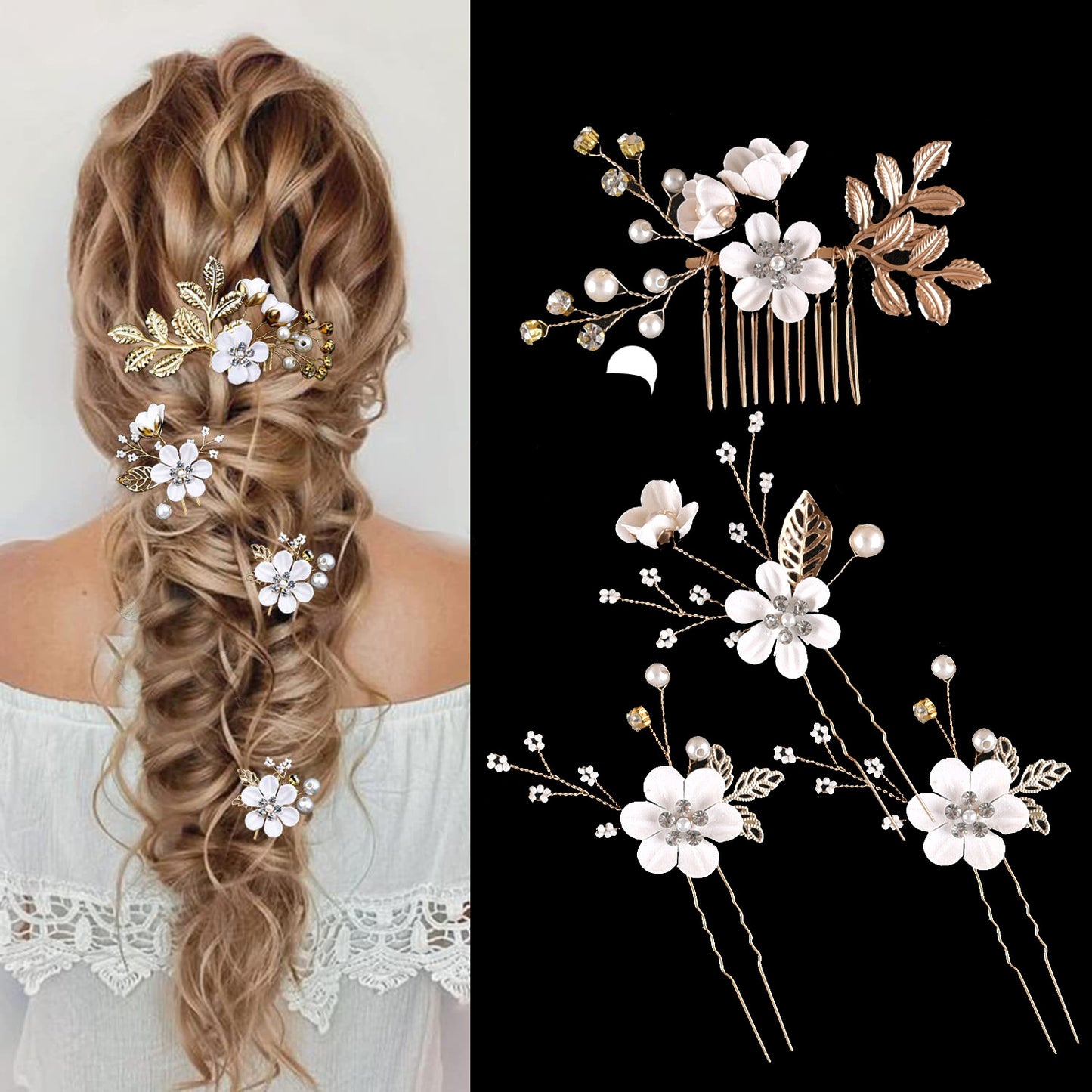 Colorful Floral Bride Wedding Hairpiece Set