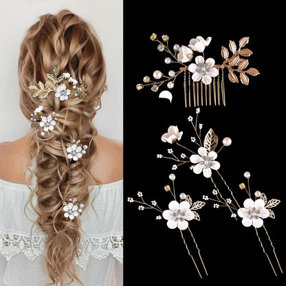 Colorful Floral Bride Wedding Hairpiece Set