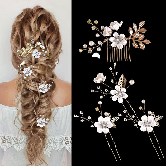 Colorful Floral Bride Wedding Hairpiece Set