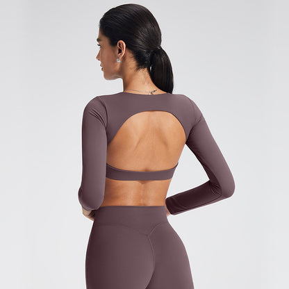 Elegant Women's Sporty Long Sleeve T-Shirt with Built-In Bra