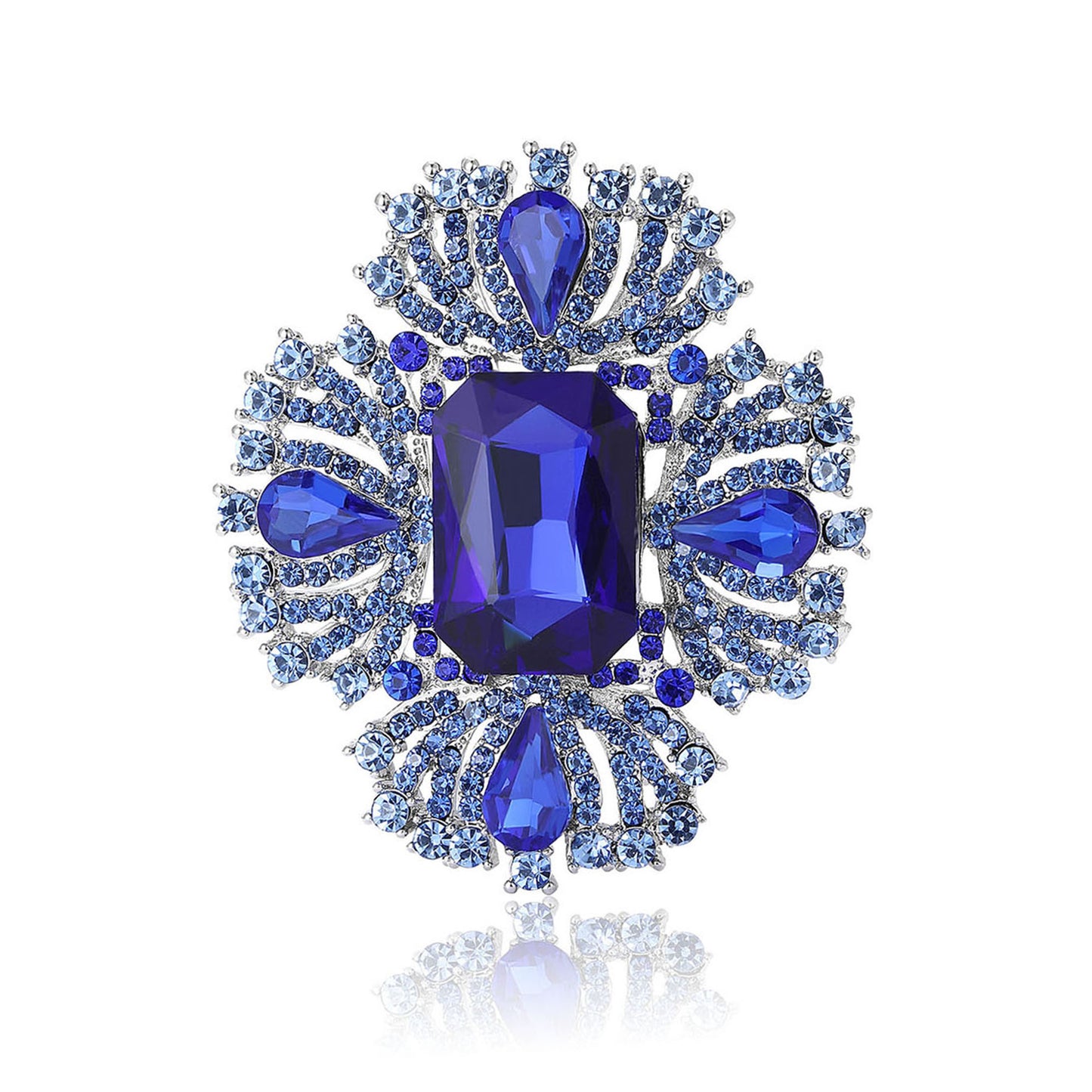 Luxury Alloy Crystal Brooch for Women Elegant Geometric Lapel Pin