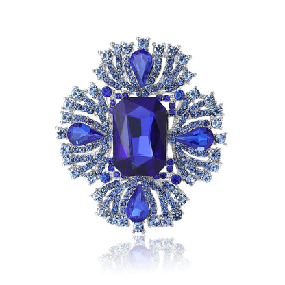 Luxury Alloy Crystal Brooch for Women Elegant Geometric Lapel Pin