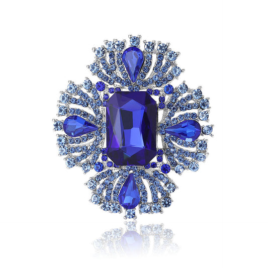Luxury Alloy Crystal Brooch for Women Elegant Geometric Lapel Pin