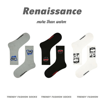 Men's Moisture Wicking Combed Cotton Letter Print Socks