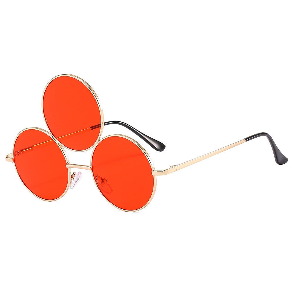 Trendy Punk Round Sunglasses with Metal Frame