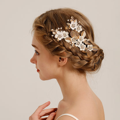 Vintage Floral Leaf Hair Comb Set for Brides and Events