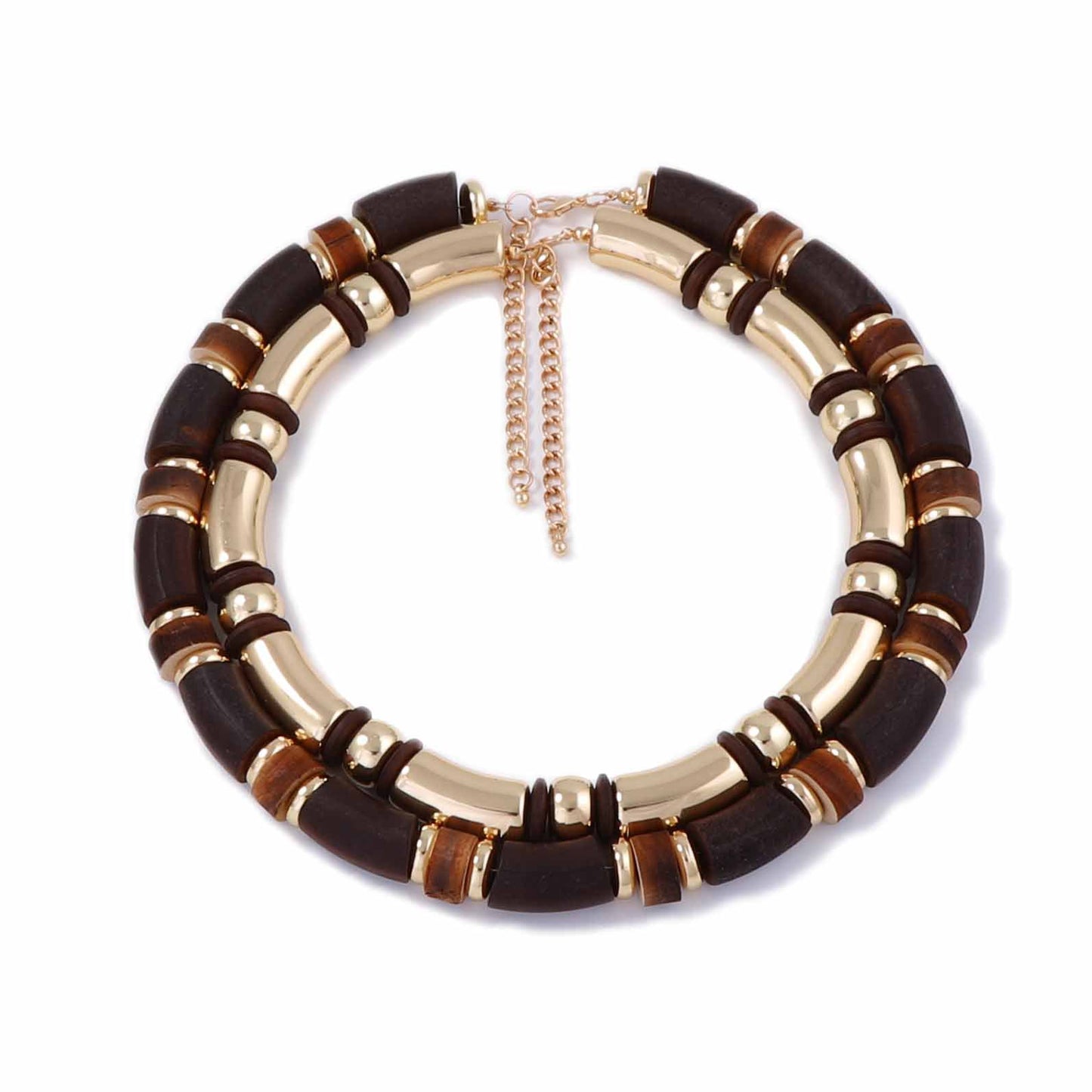 Necklace And Bracelet Set Wooden Layered Bamboo Boho