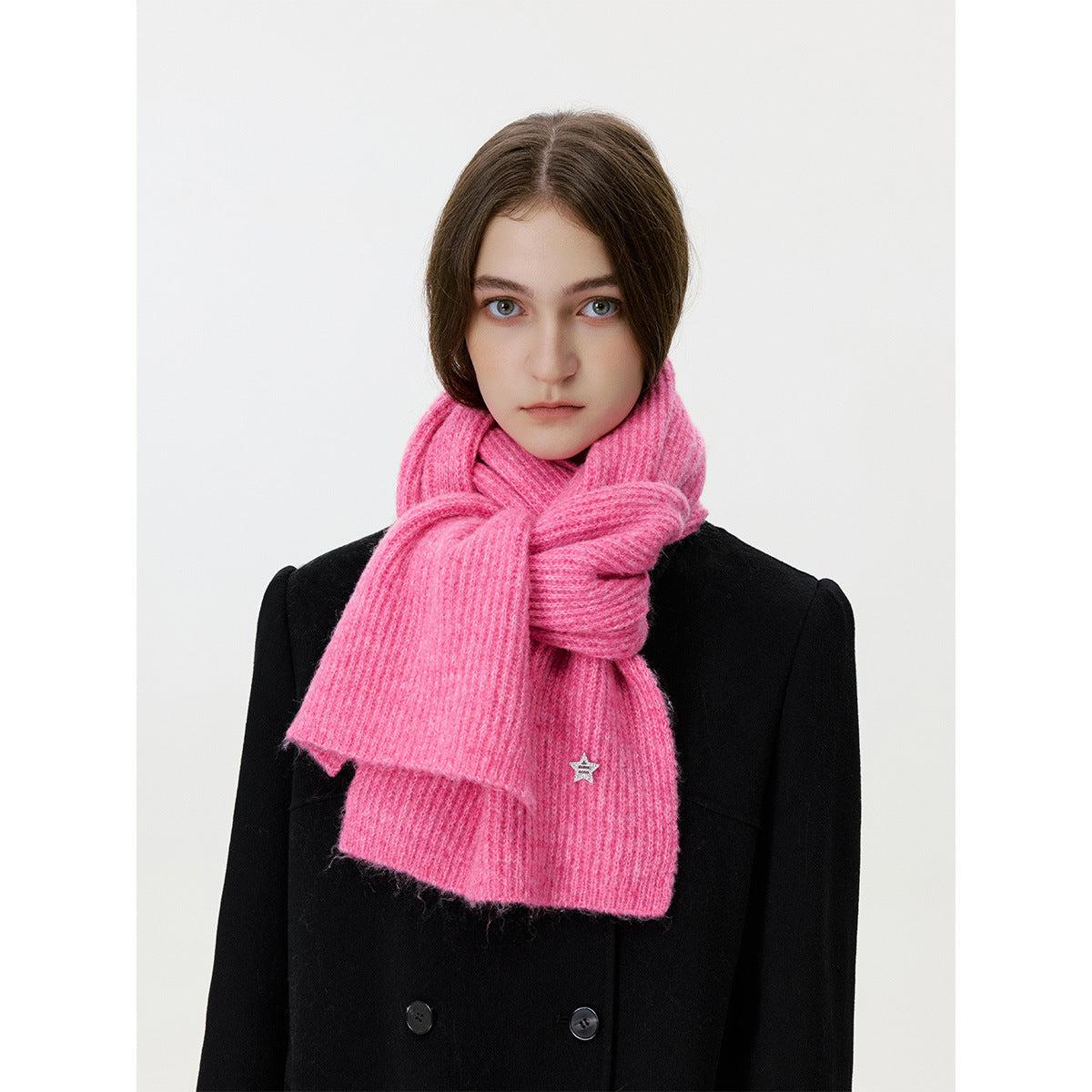 Chic Star Design Knitted Wool Blend Scarf for Women