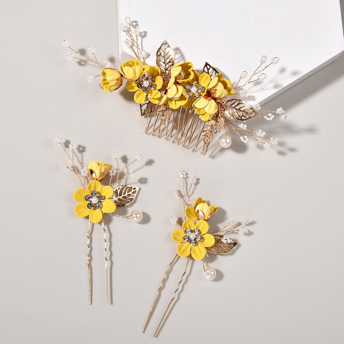 Pastel Colored Floral Hair Combs Set Bridal
