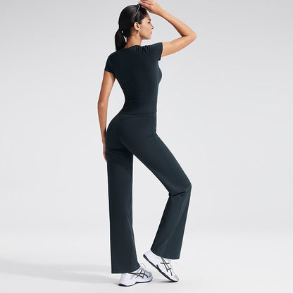 Short Sleeve Yoga Set High Waist Leggings for Women