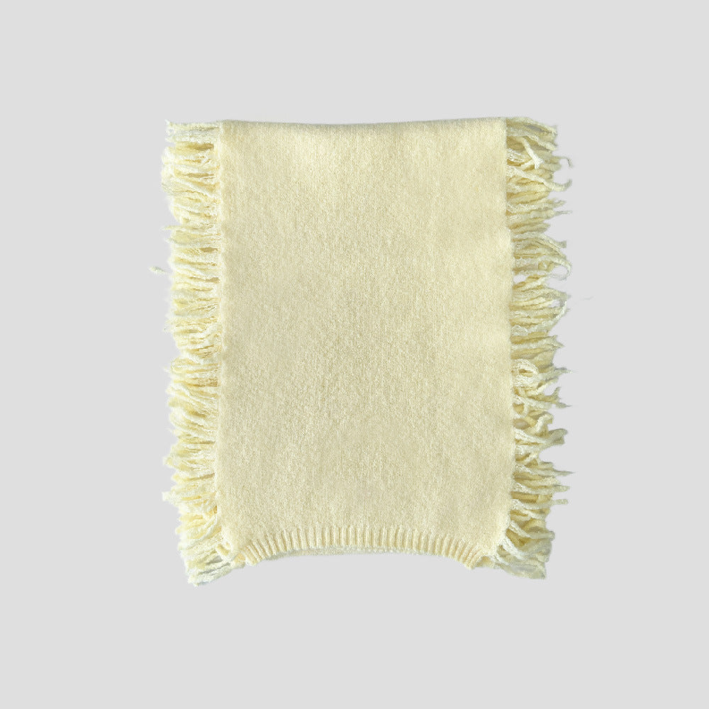 Knitted Tassel Wool Blend Scarf - Soft Casual Unisex Neck Warmer