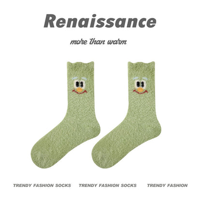Cozy Cat Mid Calf Plush Polyester Socks