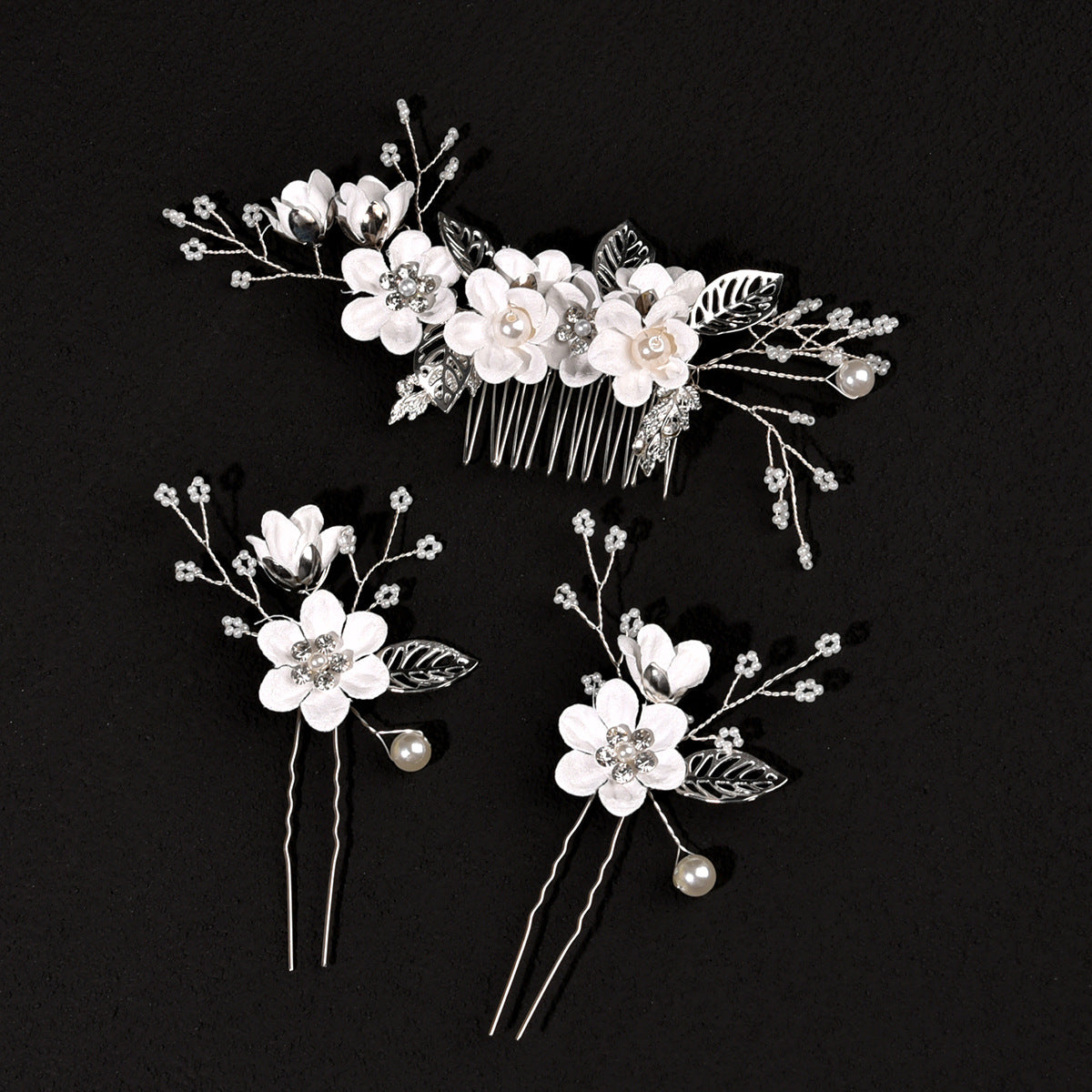 Pastel Colored Floral Hair Combs Set Bridal