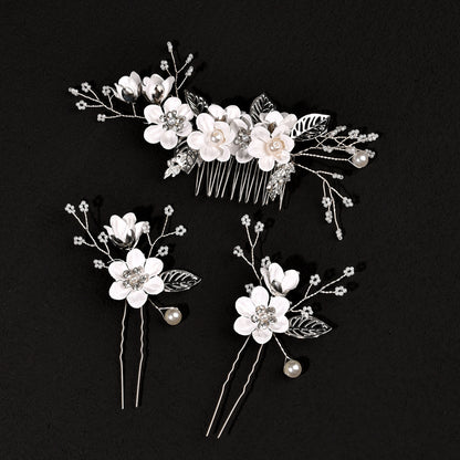 Pastel Colored Floral Hair Combs Set Bridal