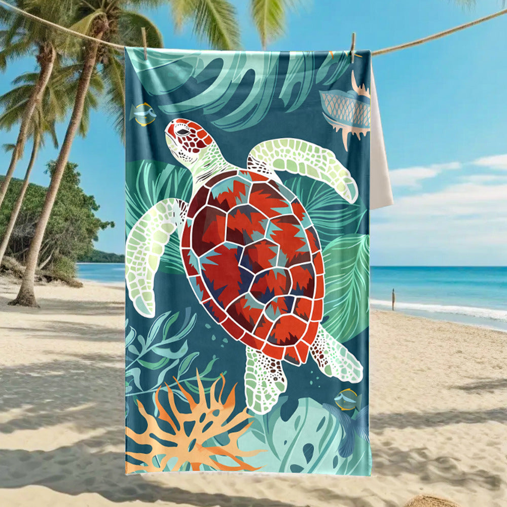 Customizable Turtle Print Beach Towel Ultra-Soft Microfiber Bath Towel