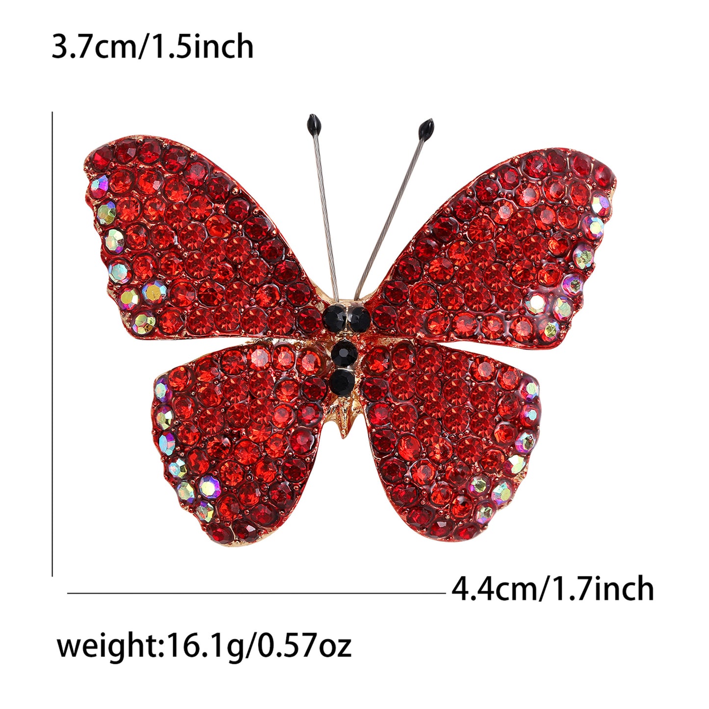 Alloy Butterfly Brooch with Rhinestones for Women's Elegant Outerwear