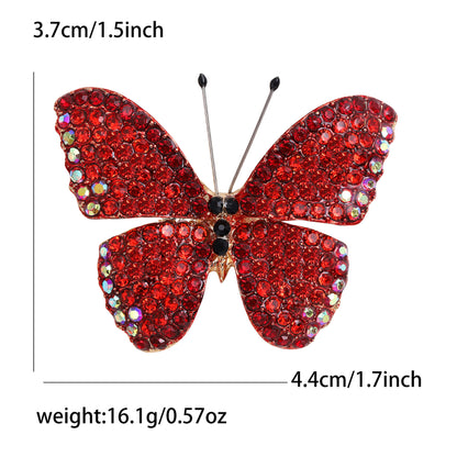 Alloy Butterfly Brooch with Rhinestones for Women's Elegant Outerwear