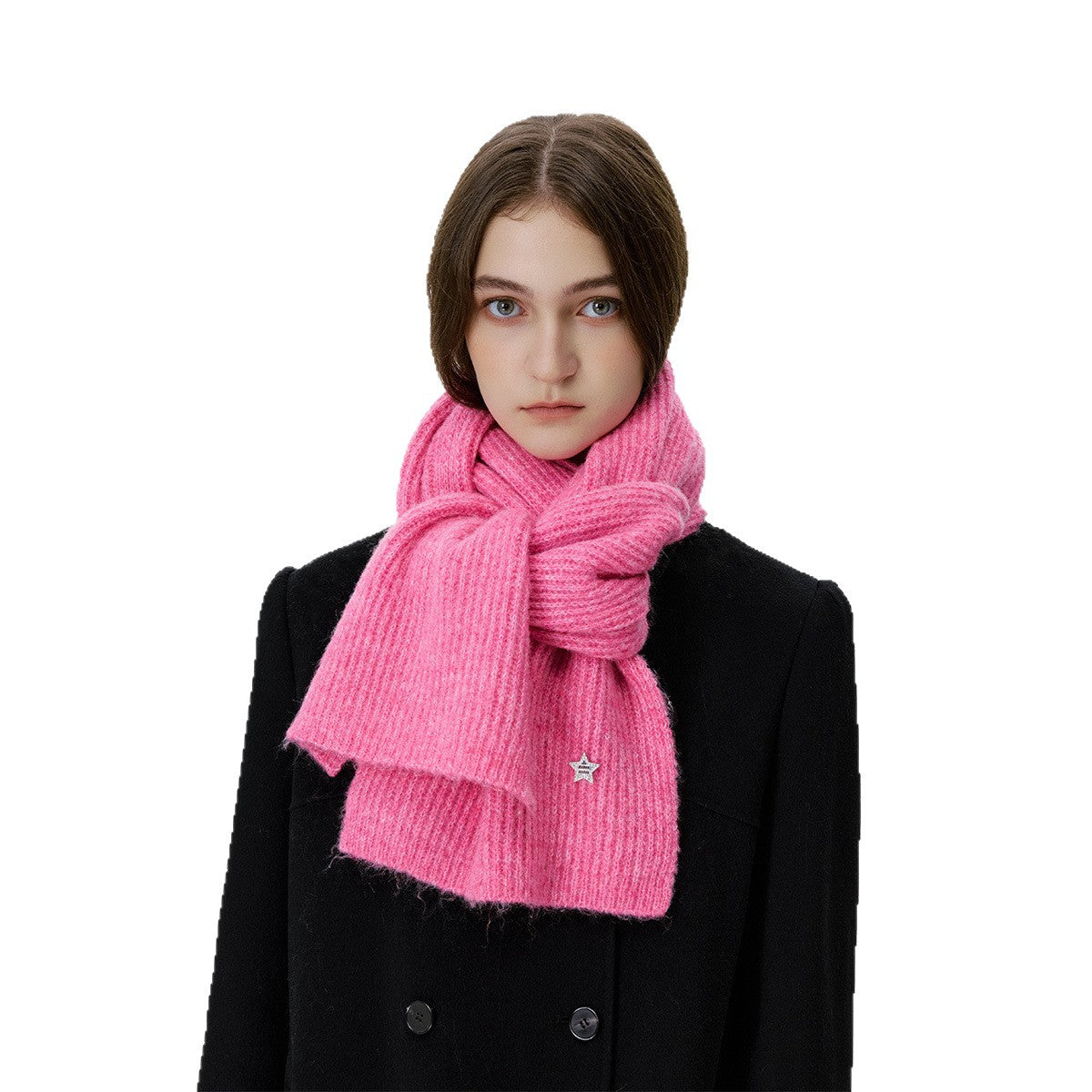 Chic Star Design Knitted Wool Blend Scarf for Women