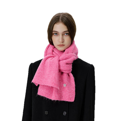 Chic Star Design Knitted Wool Blend Scarf for Women