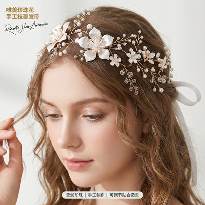 Exquisite Pearl and Crystal Flower Headpiece for Bridal Photoshoots
