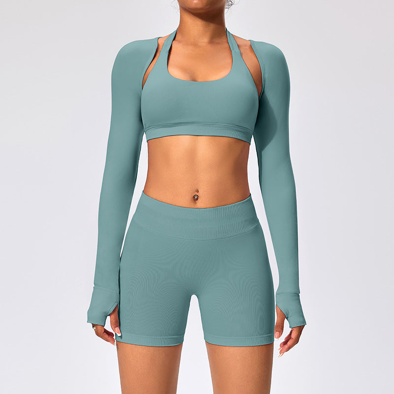 Women's Outdoor Yoga Set with Open Back Sports Bra and Pants