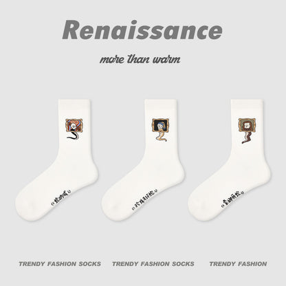 Socks Renaissance Animal Cartoon Combed Cotton Casual