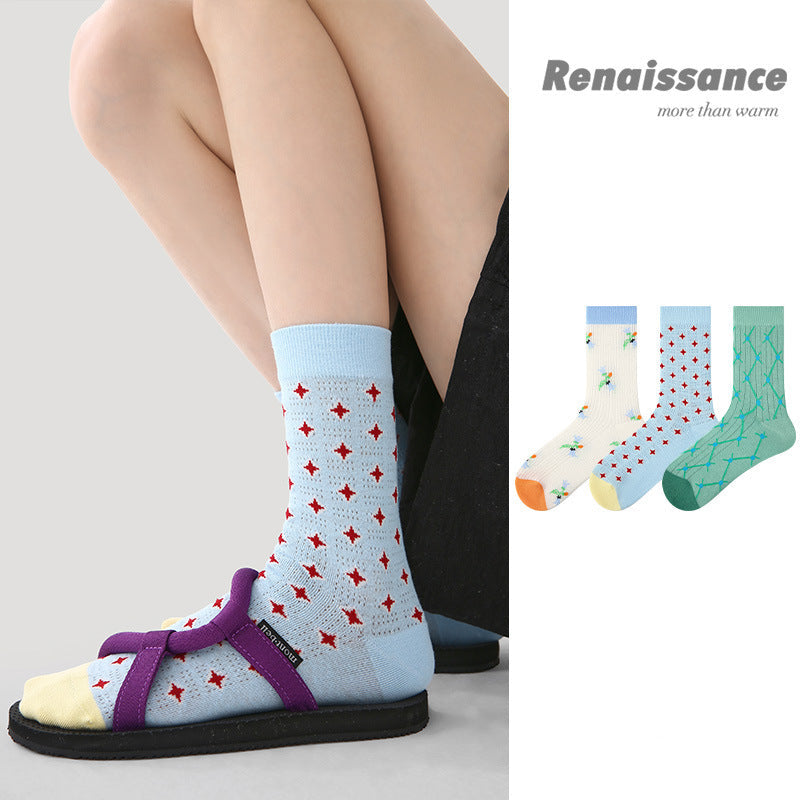 Socks Diamond Mesh Cotton Moisture Wicking Casual