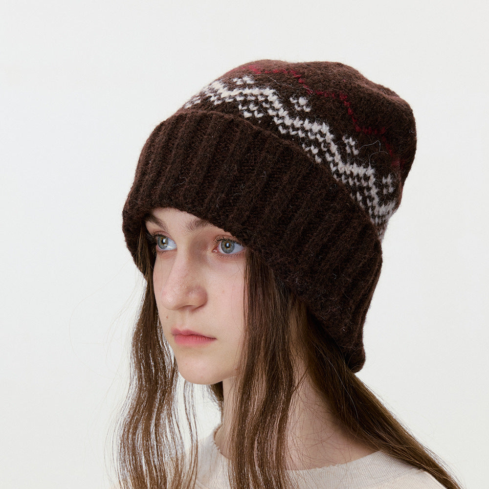 Burgundy Knitted Beanie Soft Warm Winter Hat for Women