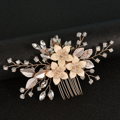 Side Comb Crystal Floral Design Bridal Wedding Hair Accessory
