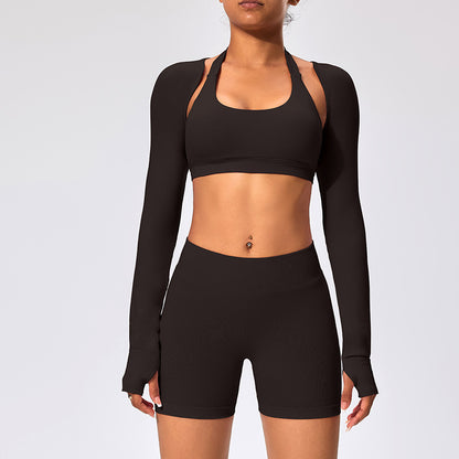 Women's Outdoor Yoga Set with Open Back Sports Bra and Pants