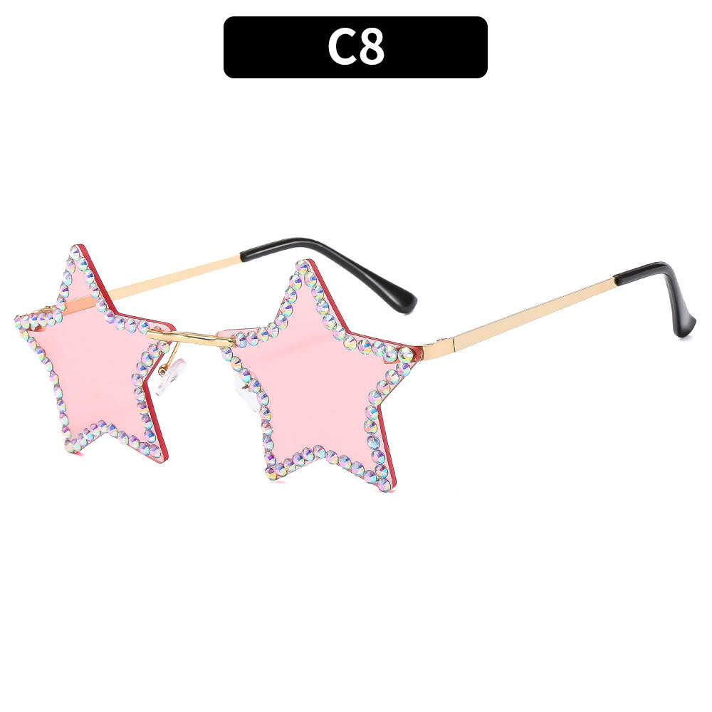 Trendy Geometric Star-Shaped Sunglasses with Metallic Frame