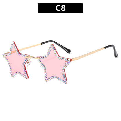Trendy Geometric Star-Shaped Sunglasses with Metallic Frame