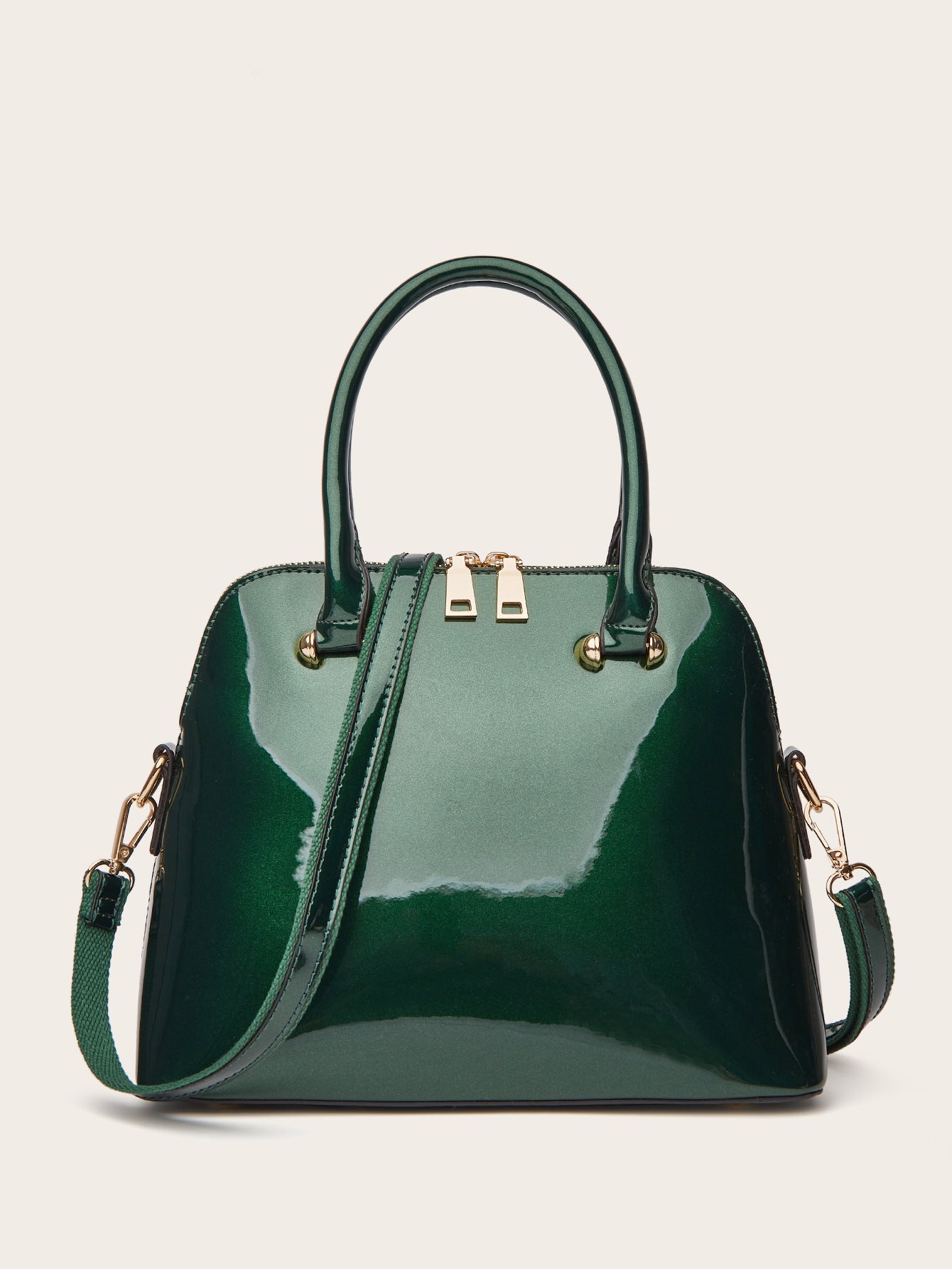 Glossy Shell Handbag Trendy PU Leather Tote for Everyday Use